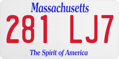 MA license plate 281LJ7