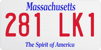 MA license plate 281LK1