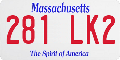 MA license plate 281LK2