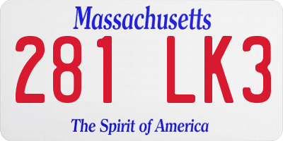 MA license plate 281LK3