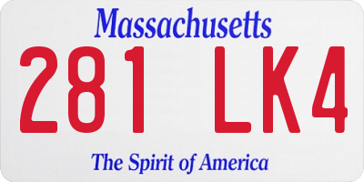 MA license plate 281LK4