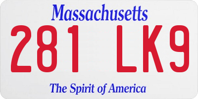 MA license plate 281LK9