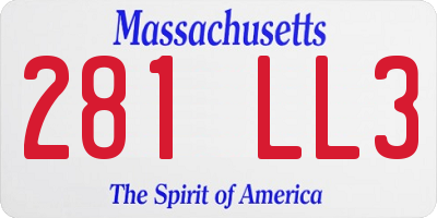 MA license plate 281LL3