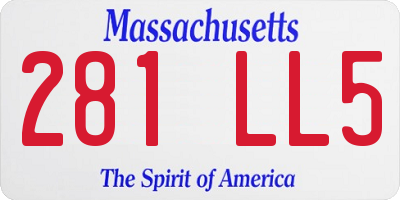 MA license plate 281LL5