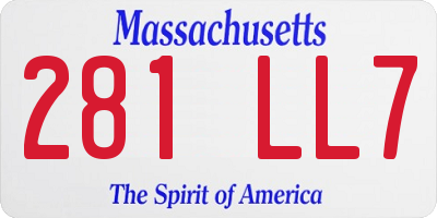 MA license plate 281LL7