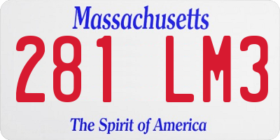 MA license plate 281LM3