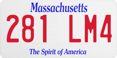 MA license plate 281LM4