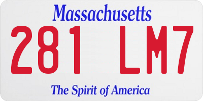 MA license plate 281LM7