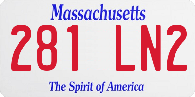 MA license plate 281LN2