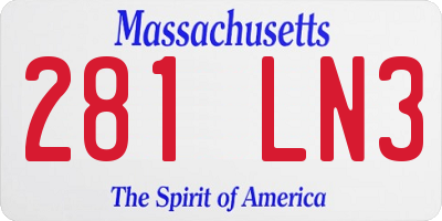 MA license plate 281LN3