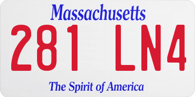 MA license plate 281LN4