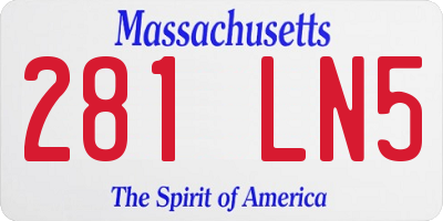 MA license plate 281LN5