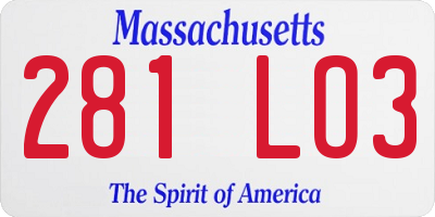 MA license plate 281LO3