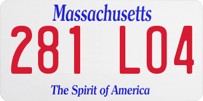 MA license plate 281LO4