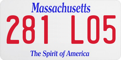 MA license plate 281LO5
