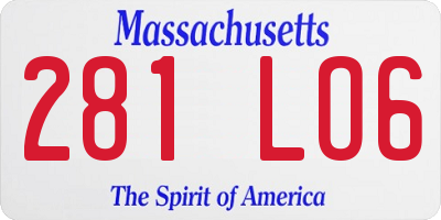 MA license plate 281LO6