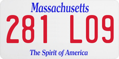 MA license plate 281LO9