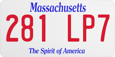 MA license plate 281LP7