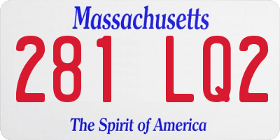 MA license plate 281LQ2