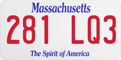 MA license plate 281LQ3