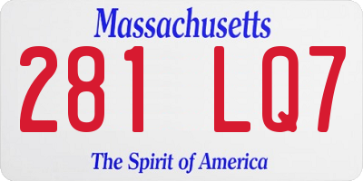 MA license plate 281LQ7
