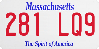 MA license plate 281LQ9
