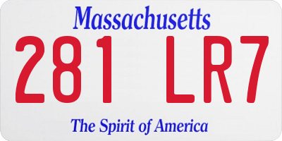 MA license plate 281LR7