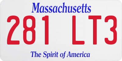 MA license plate 281LT3