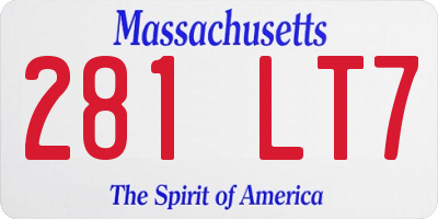 MA license plate 281LT7