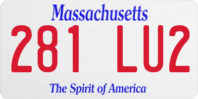 MA license plate 281LU2