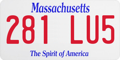 MA license plate 281LU5