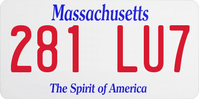 MA license plate 281LU7