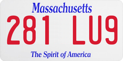 MA license plate 281LU9