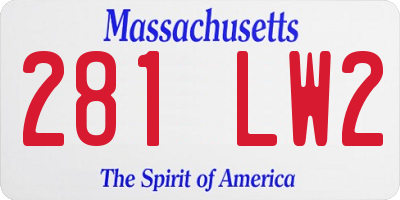 MA license plate 281LW2