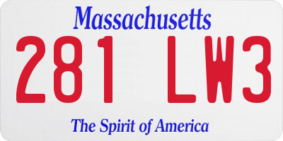 MA license plate 281LW3