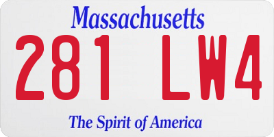 MA license plate 281LW4