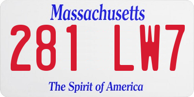 MA license plate 281LW7