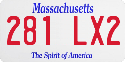 MA license plate 281LX2