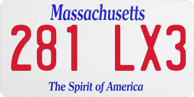 MA license plate 281LX3