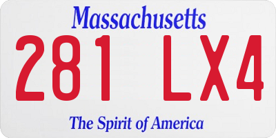 MA license plate 281LX4