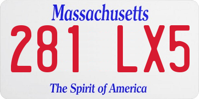 MA license plate 281LX5
