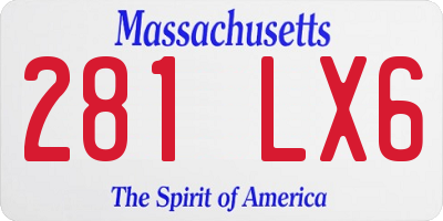 MA license plate 281LX6