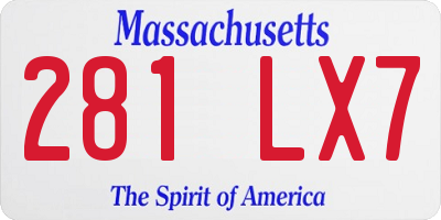 MA license plate 281LX7