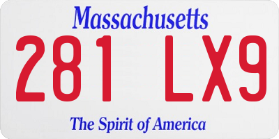 MA license plate 281LX9