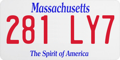 MA license plate 281LY7