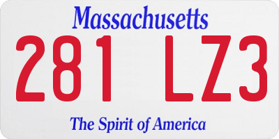 MA license plate 281LZ3