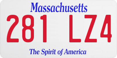 MA license plate 281LZ4
