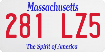 MA license plate 281LZ5