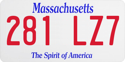 MA license plate 281LZ7