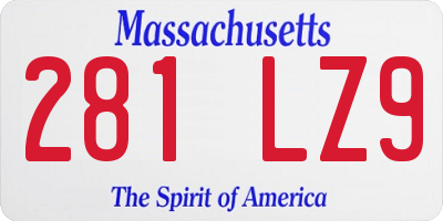 MA license plate 281LZ9